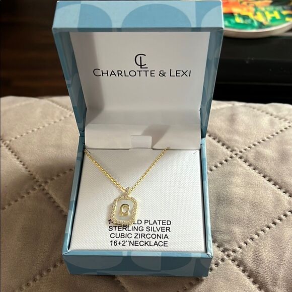 Gold Plated Sterling Silver Necklace with Initial C Pendant - Picture 1 of 5